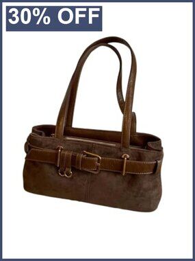 Faux Leather Top Handle Shoulder Bag Retro Y2K Zip Buckle Women Purse